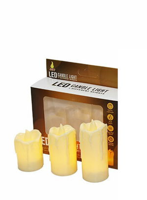 Flame Led Candle Moving Flame Look Decorative Candle - Set of 3 (Medium Size)