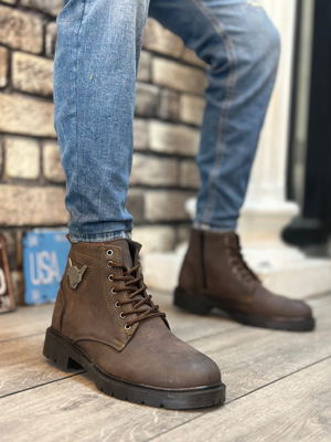 Eagle Zipper Brown Men's Classic Sport Classic Ankle Boots