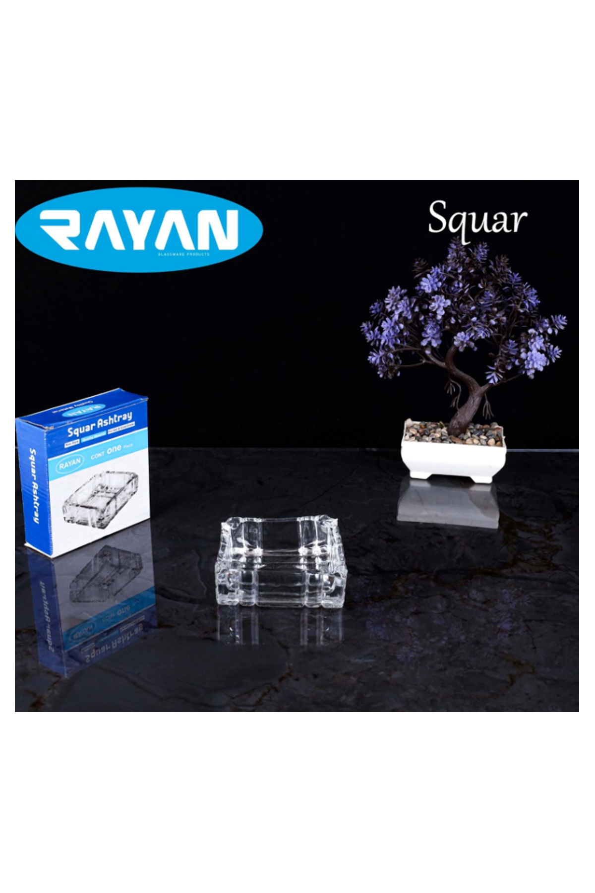 Rayan Squar Glass Square Ashtray