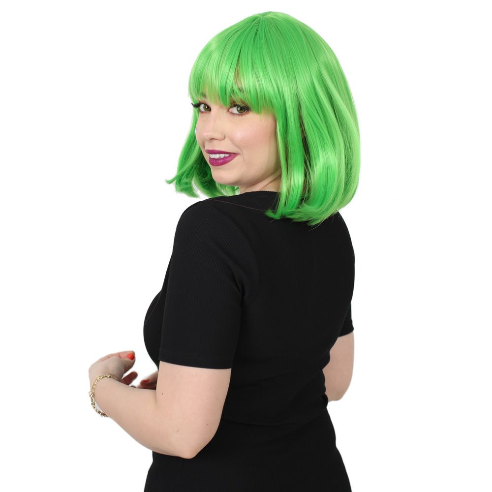 Kanekalon Fiber Synthetic Wig with Bangs / Neon Green