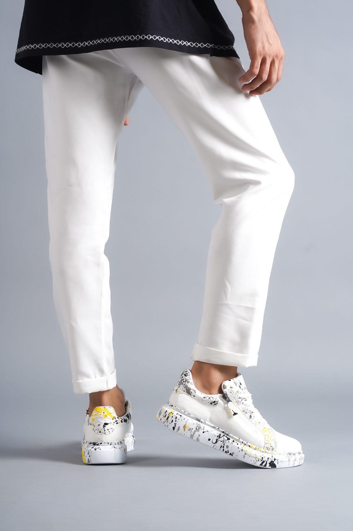 Crocodile White Yellow Men's Shoes