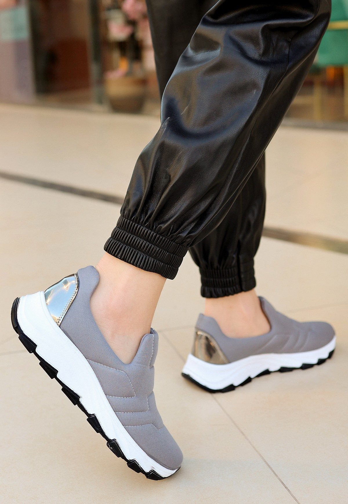 Gray Stretch Sneakers