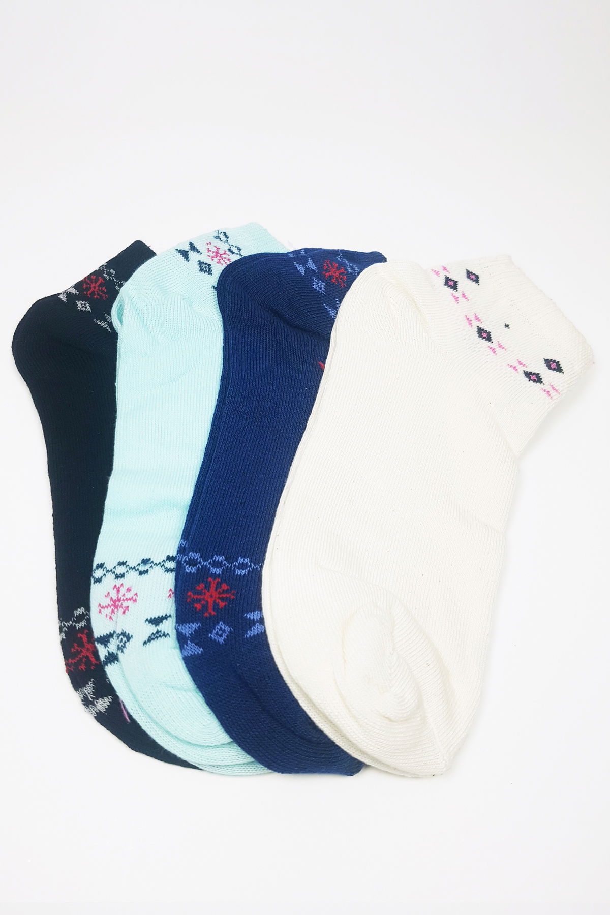 Women Ankle Socks Summer Cotton Soft Solid Color 4 Pairs