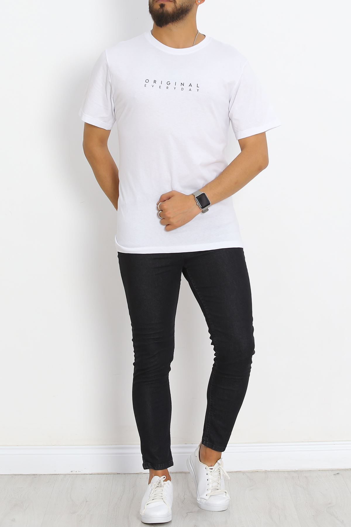 Printed Oversized Men's T-Shirt White