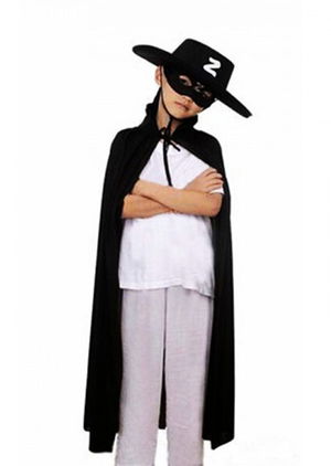 Child Size Zorro Cape + Hat + Mask Costume Set