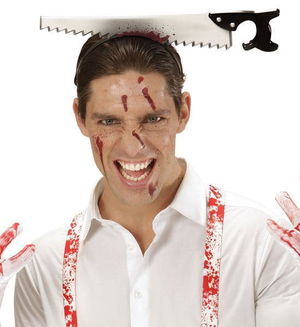 Halloween Bloody Chainsaw Prank Crown Stuck in the Head