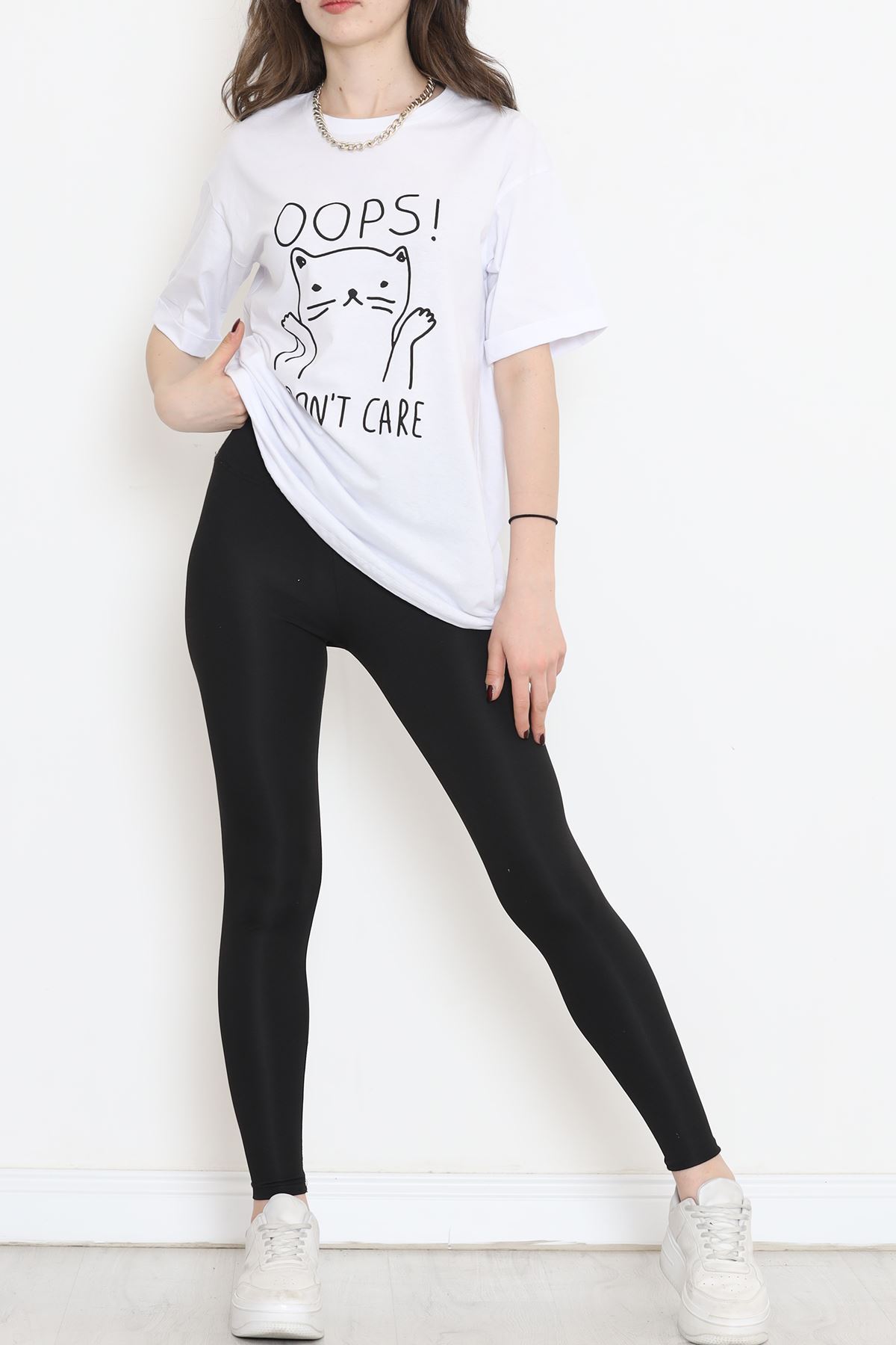 Printed Double Sleeve T-Shirt White