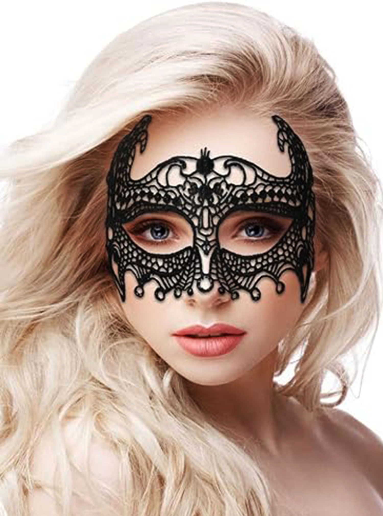 Black Color Lace Cut Lace Embroidered Prom Party Mask 4 No