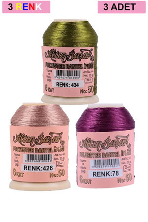 3 Pieces Altinbasak Oya and Lace Floss 20 gr - Turk - No: 426 - 078 - 434