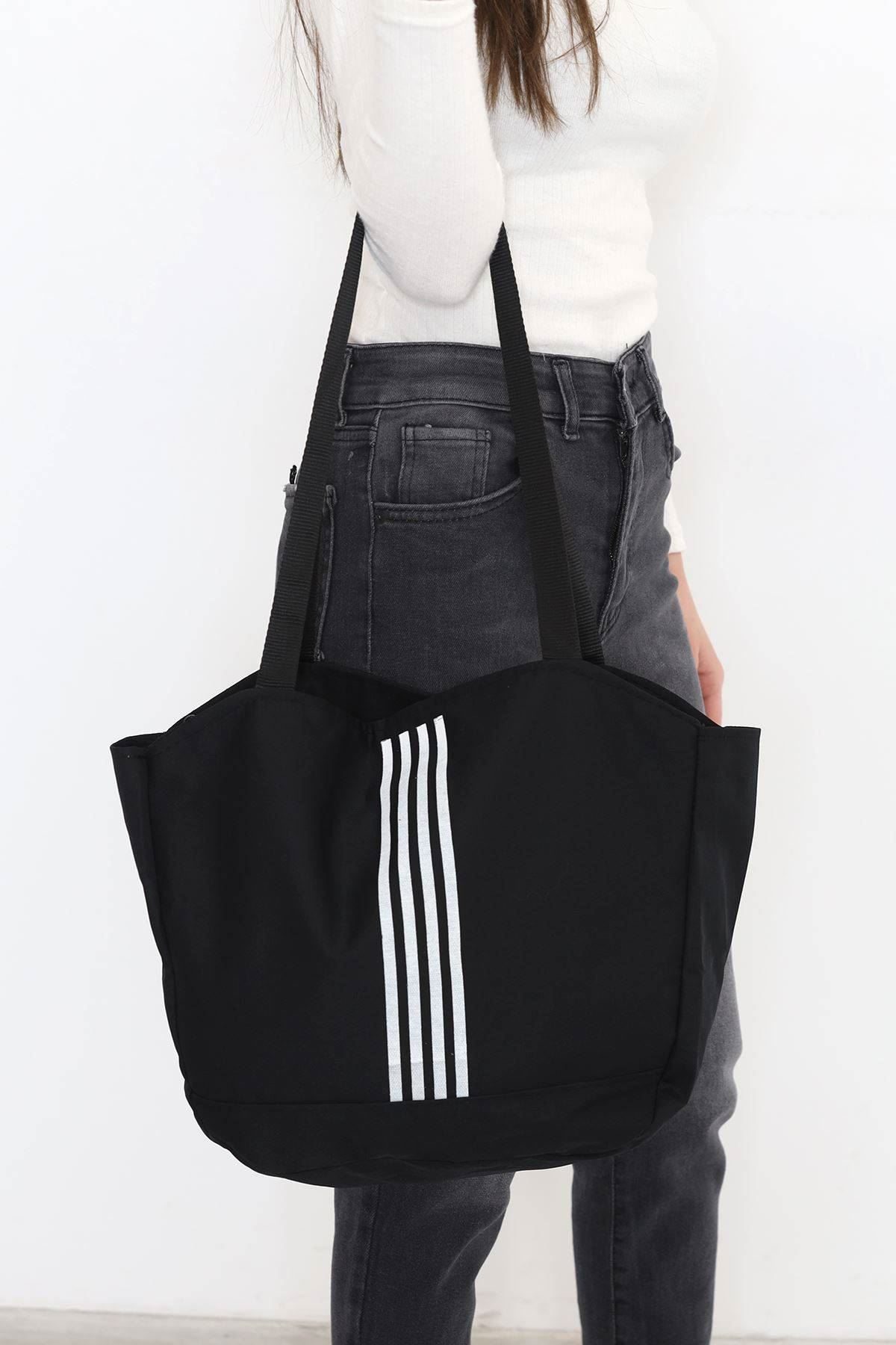 Large Bag with Shoulder Strap Black and White