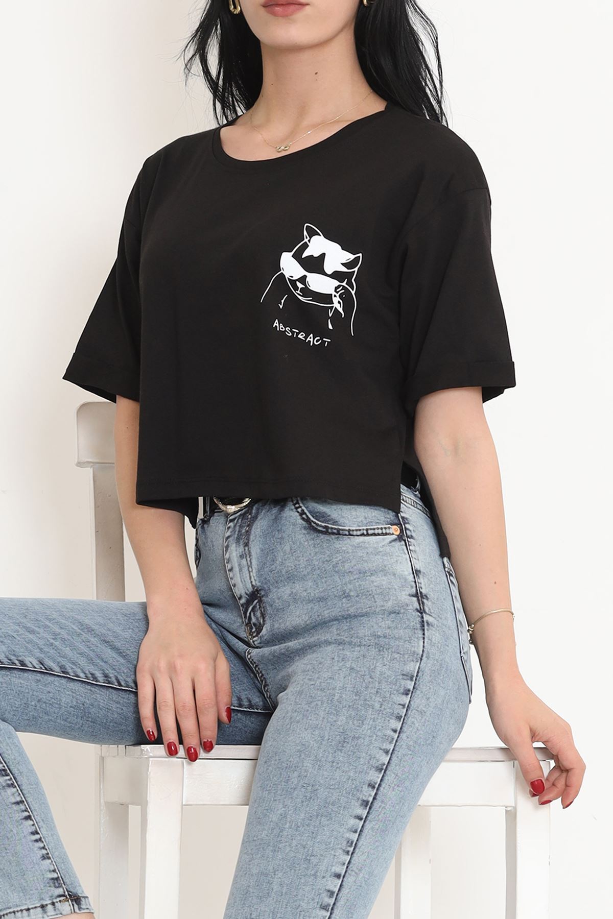 Printed Crop T-Shirt Black