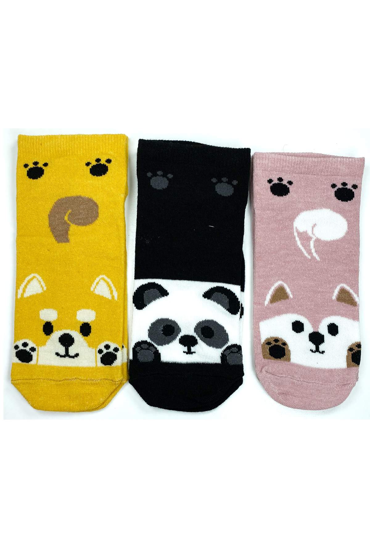 3 Pairs Cute Animal Printed Cotton Women Ankle Socks