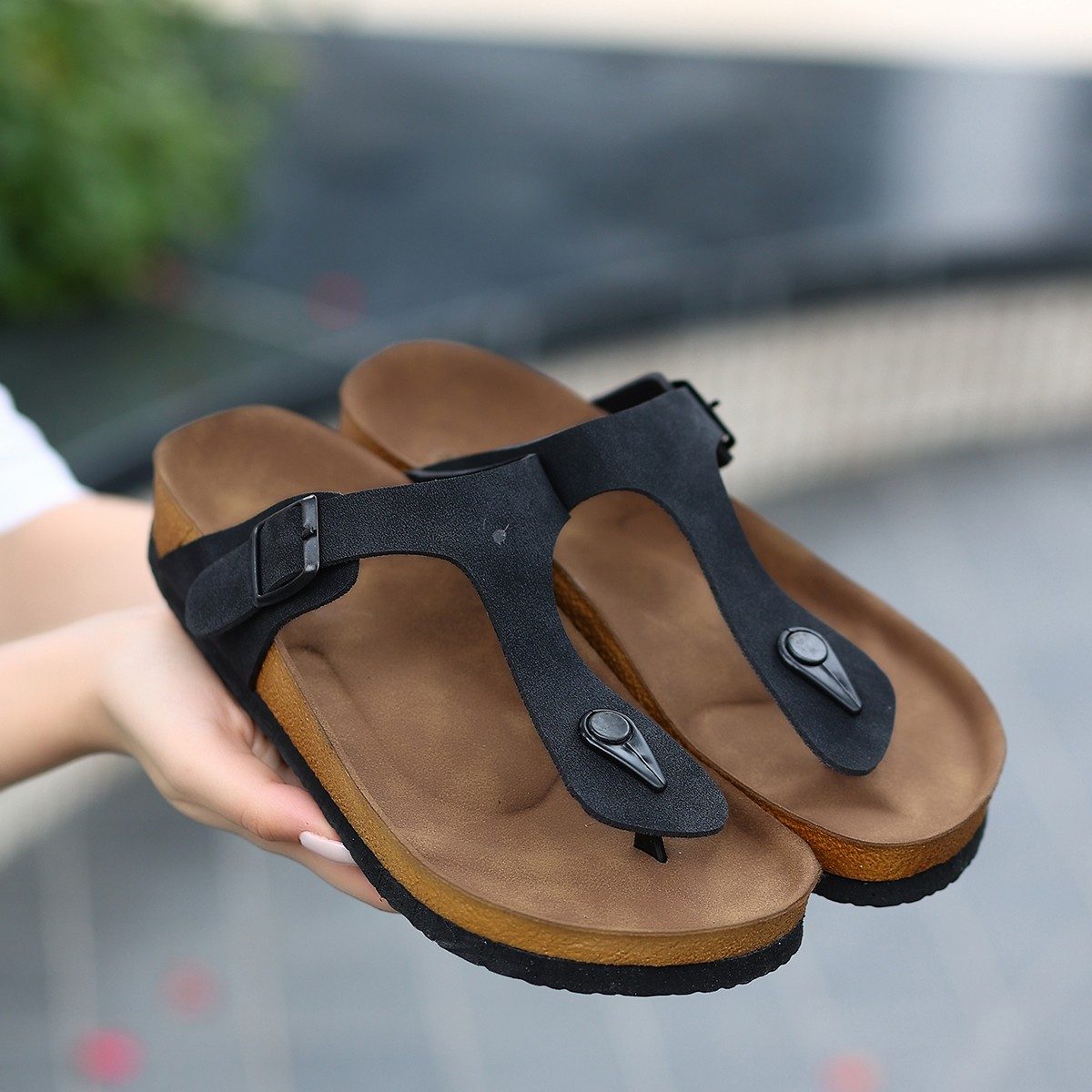 Black Nubuck Flip Flops