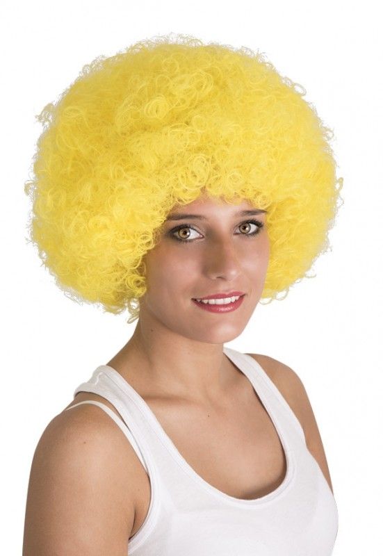 Yellow Color Curly Afro Bonus Wig