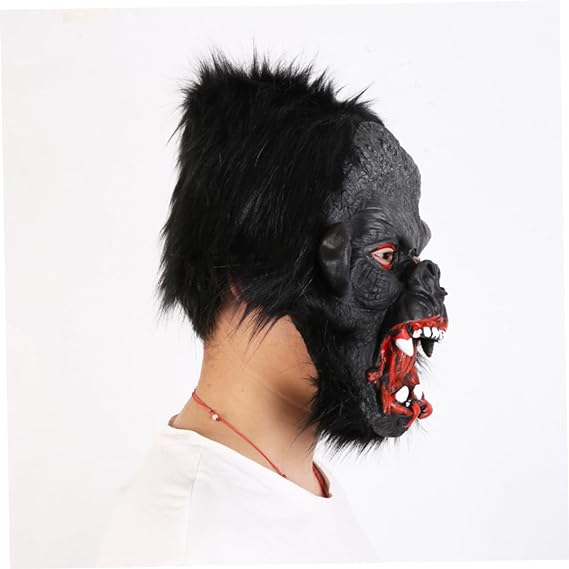 Latex Gorilla Mask Monkey Mask Meat Mask Orangutan Black Hair No 2