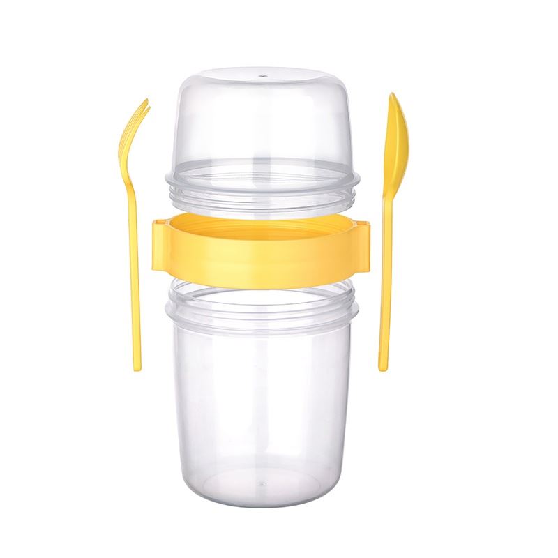 Double Container - Portable Muesli - Snack Container with Fork and Spoon 650 ML