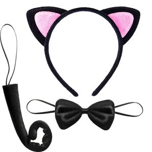 Cat Ear Crown Tail and Bow Tie Set of 3 Kids Size Pink Color