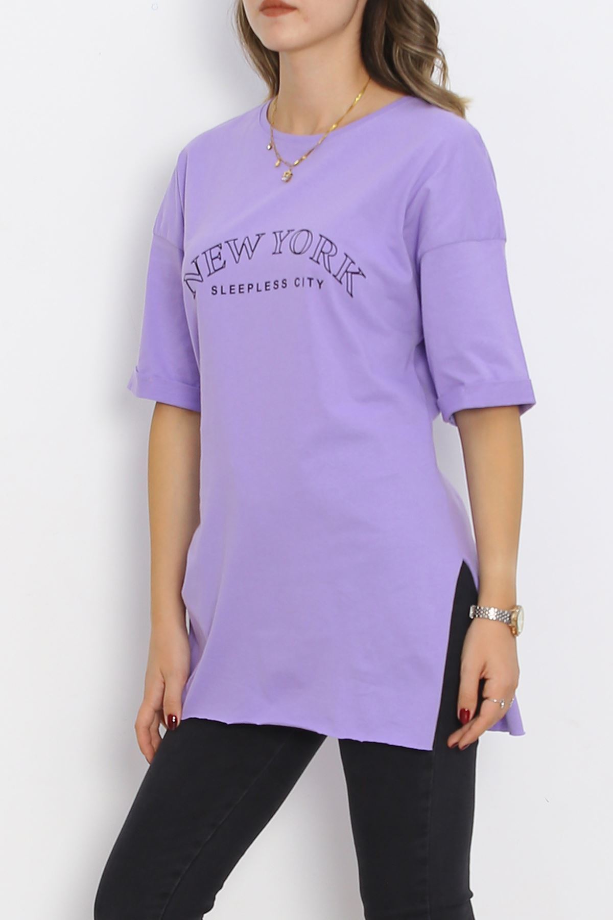 Printed Double Sleeve T-Shirt Lilac