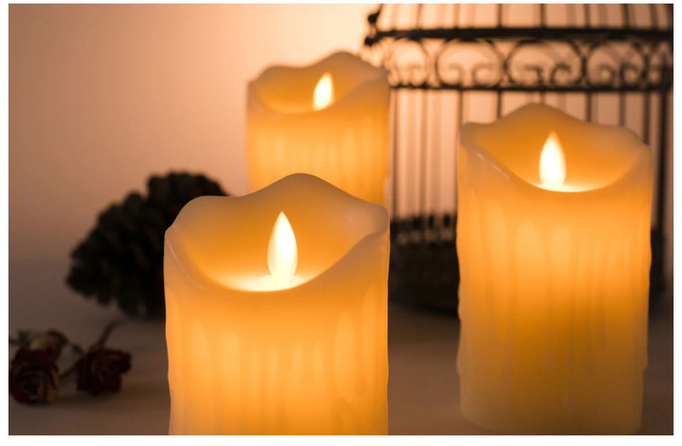 Flame Led Candle Moving Flame Look Decorative Candle - Set of 3