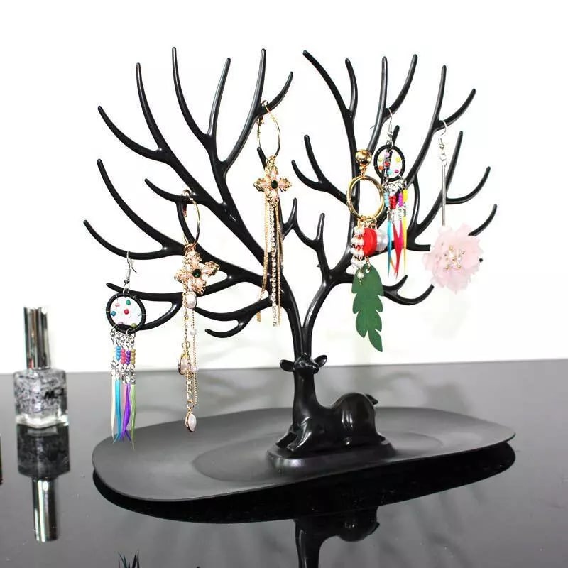 Black Deer Jewelry Organizer - Deer Shaped Ring Earring Necklace Organizer