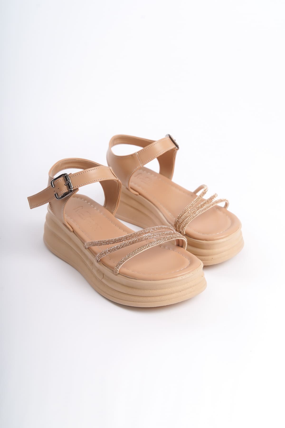 CLZ948 Thick Buckle Stone Stripe Orthopedic Sole Women's Sandals TT Ten