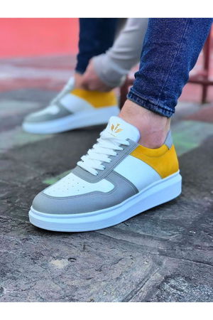 White Yellow Men's Casual Shoes