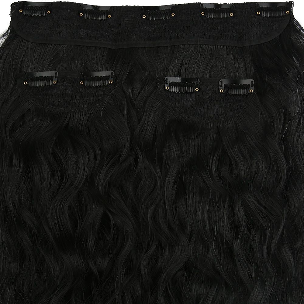 Kanekalon Fiber Synthetic Embossed Wavy Half Moon + 2 Side Hair Snaps / Black Gray Ombré