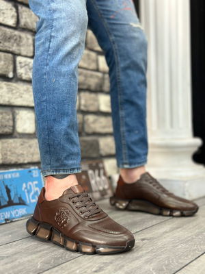 Inside Out Genuine Leather Comfortable Sole Coffee Sneakers Casual Men Shoes