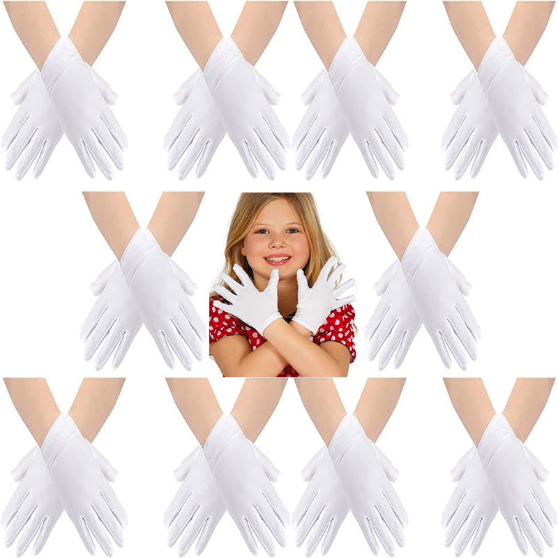 White Color Lycra 23 April 29 October 19 May Show Marching Band Gloves 10 Pairs (20 Pieces)