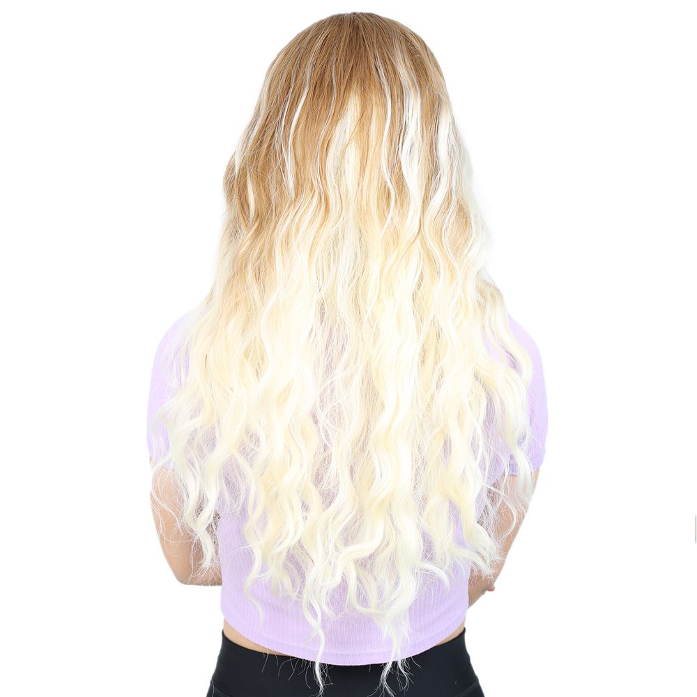 Kanekalon Fiber Synthetic Wig with Water Wavy Look and Long Bangs / Wavy / Platinum Ombré