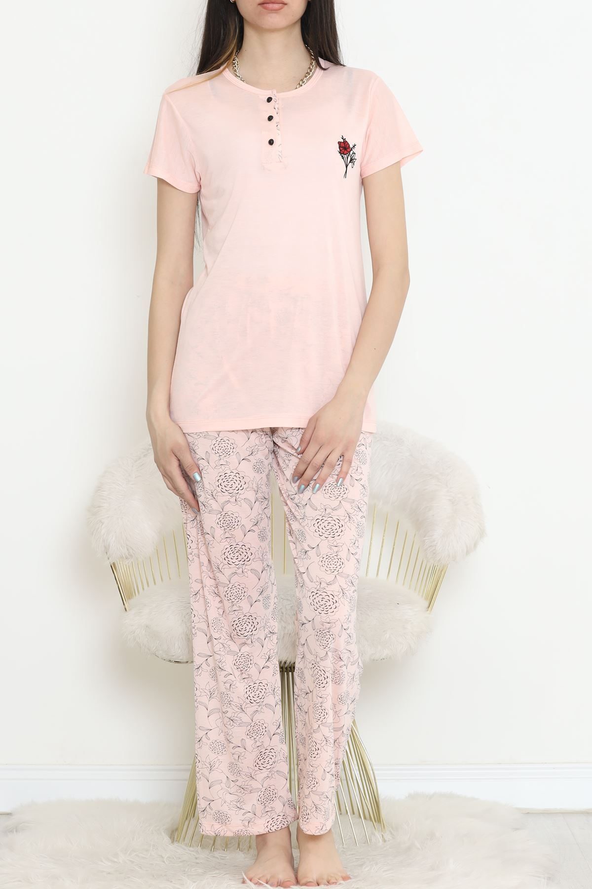 Button Pajama Set Açıksomon