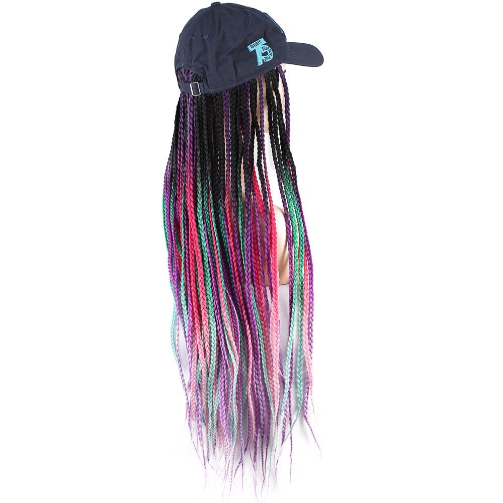 Navy Blue Hat Look Mesh Wig / Mixed Color