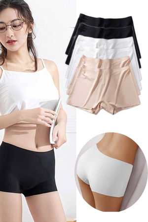 6Pcs Women Seamless Invisible Invisible No Trace Mini Shorts Boxers Black White Skin