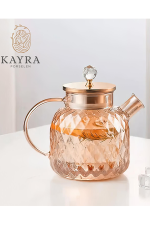 Embossed Borosilicate Glass Teapot 1000ml Turk-CM-2006