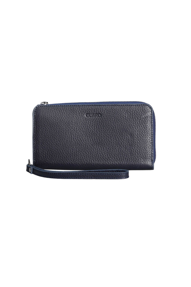 Navy Blue Multifunctional Genuine Leather Wallet and Handbag