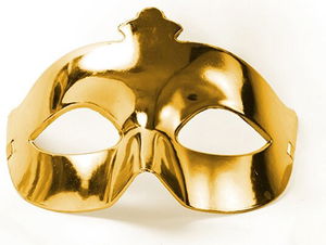 Gold Color Costume Party Extra Shiny Prom Mask 15x10 cm