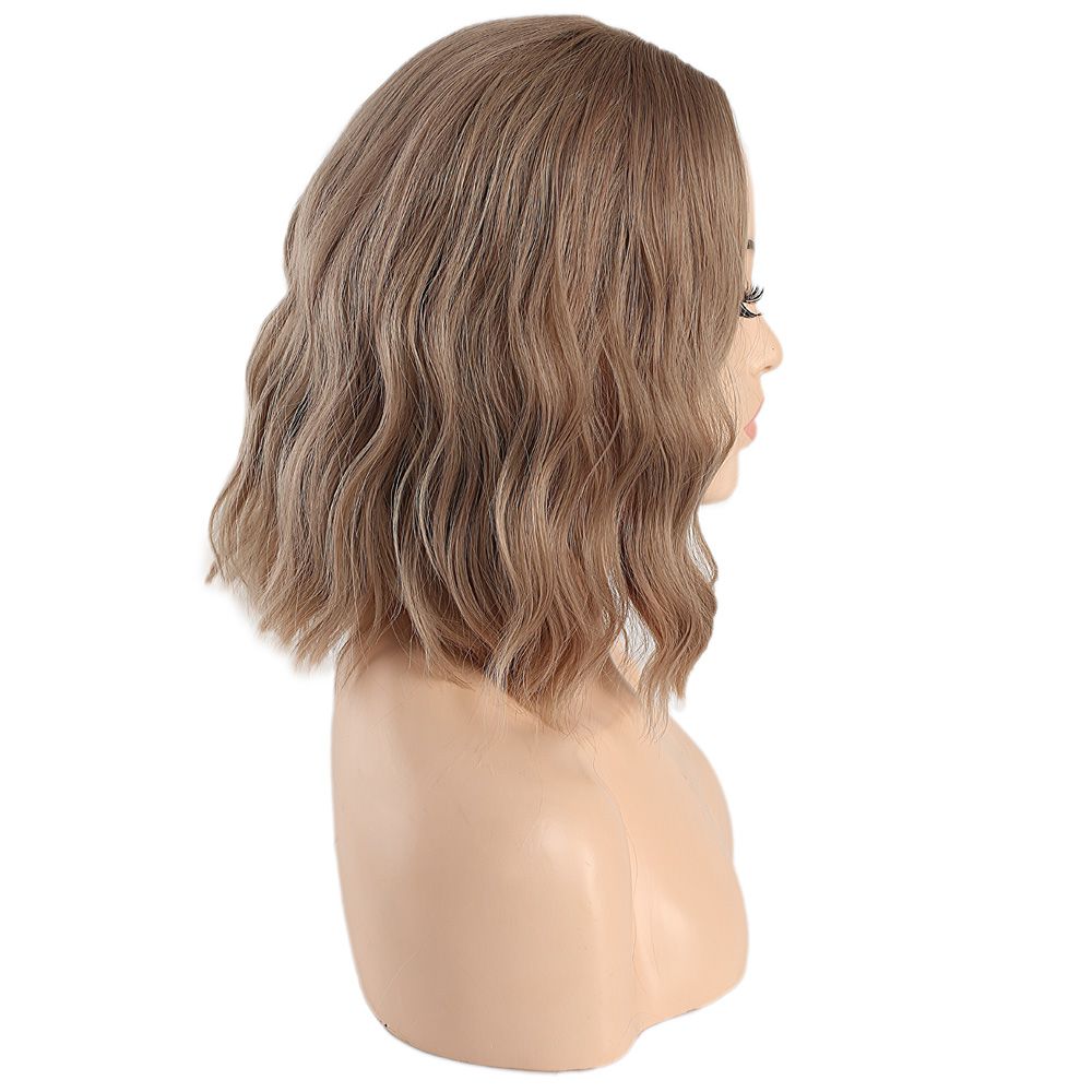 Kanekalon Fiber Synthetic Short Wavy Bangs Wig / Ashy Baby Yellow