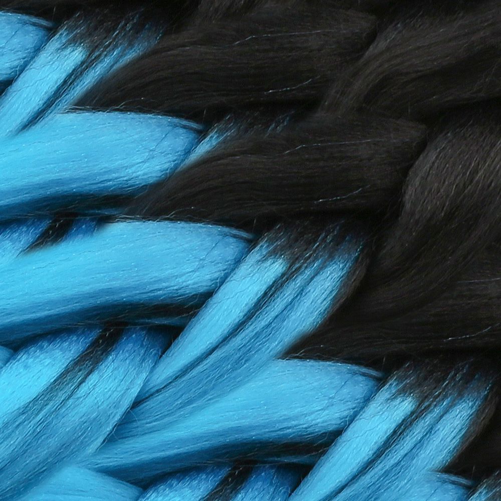 Afro Braiding Synthetic Color Transition Hair 100 Gr. / Black / Turquoise Blue