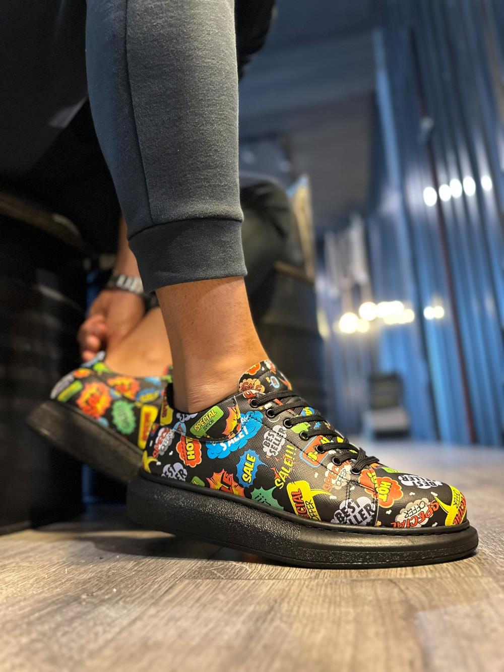 High Sole Colorful Printed Casual Shoes Hot