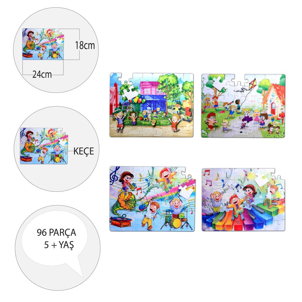 4 Set - 96 Piece Playground and Music 5+ Felt Jigsaw Puzzle - 5 Years Puzzle