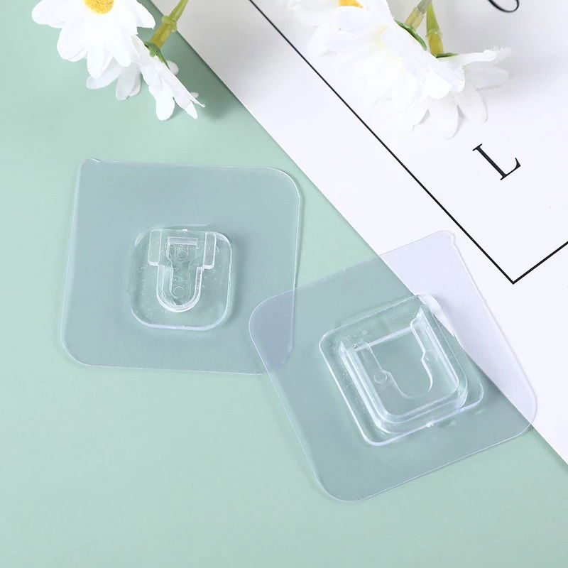 20 Pcs Transparent Double Sided Adhesive Snap Clip Item Fixing Strap