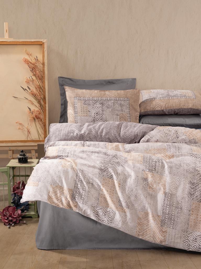 Double Satin Duvet Cover Set Amentes Gray