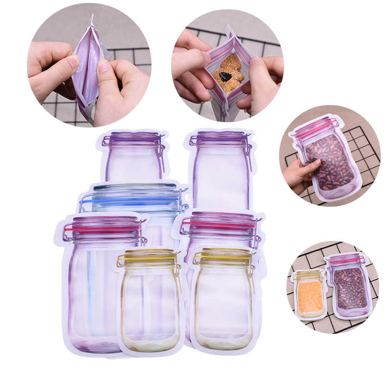 Jar Look Ziplock Storage Bag with Snap Closure and Practical Bag