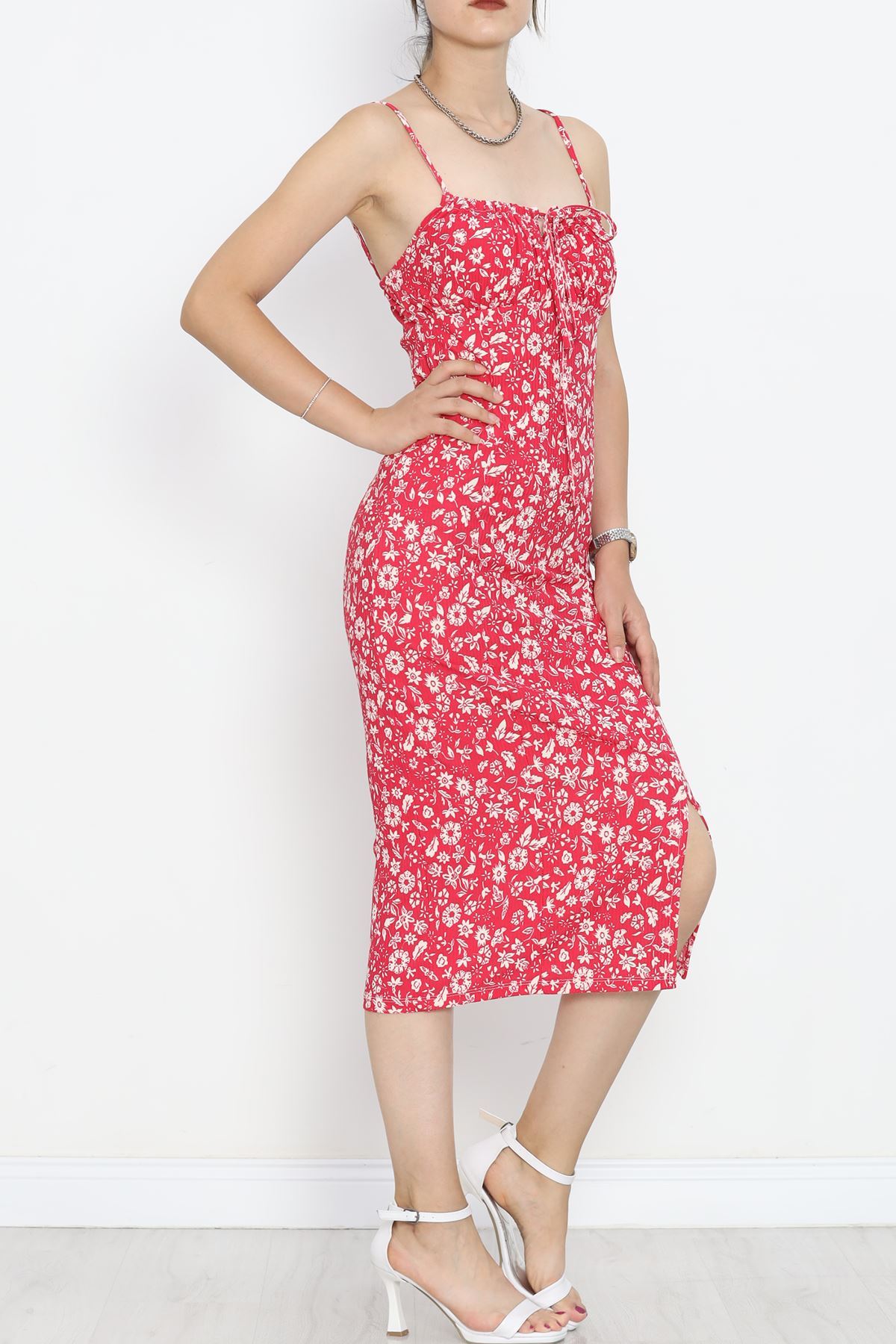 Strappy Patterned Dress Fuchsia Floral