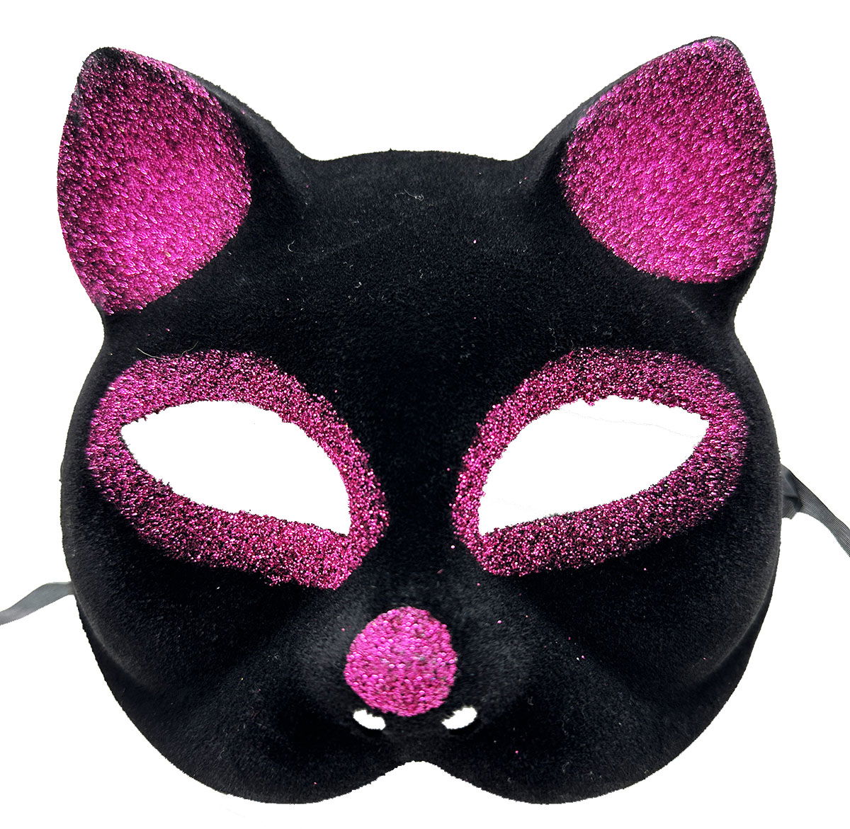 Black Color Fuchsia Silvery Suede Covering Cat Mask 18x14 cm