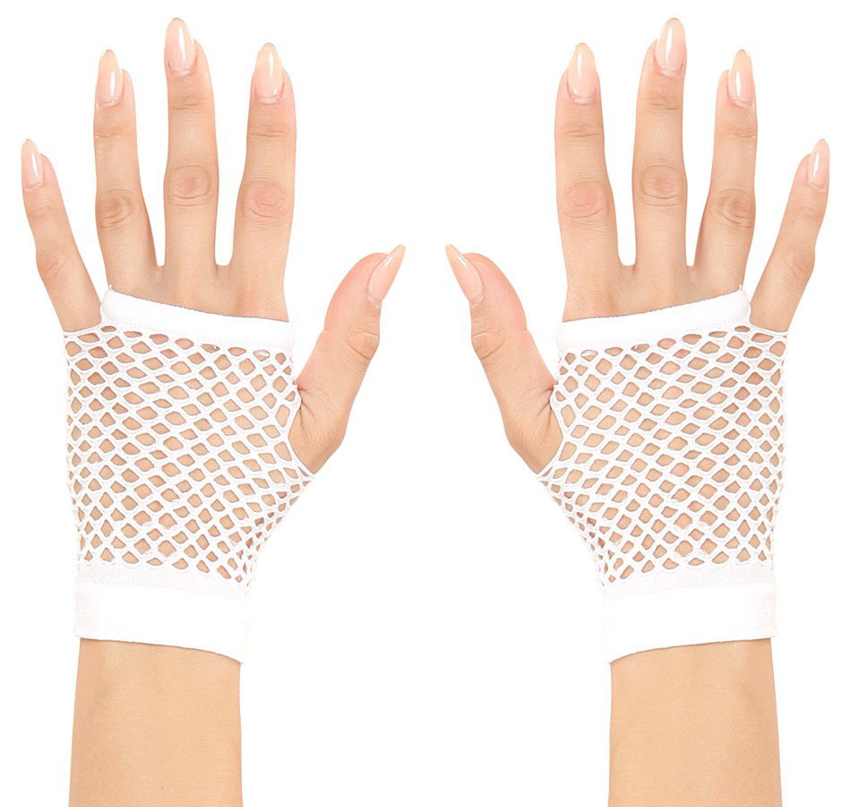 White Color Short Length Mesh Knitted Gloves