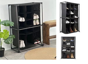 Shoe Rack - 15 Compartment Fabric Shoe Cabinet