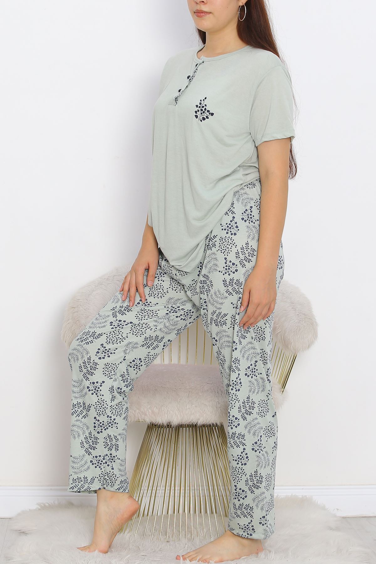 Battal Patented Polyviscose Pajama Set Lacimint