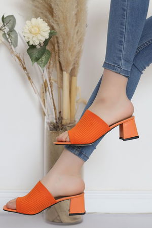 5 Cm Heeled Slippers Oranj