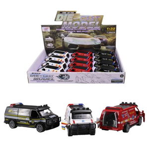 Tow and Drop Minivan Car Police Ambulance Fire Brigade